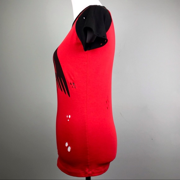 Gucci Red Skull Baseball T Shirt Size XS Ripped Wings Designer Top Distressed - Picture 2 of 8